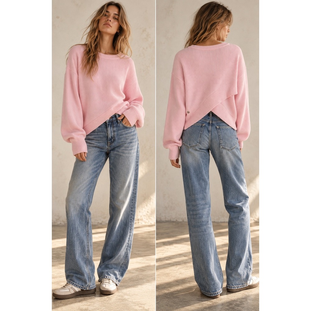 Lululemon Crossover Ribbed Sweater Strawberry Milkshake Pink XS LW3IU5S STMI